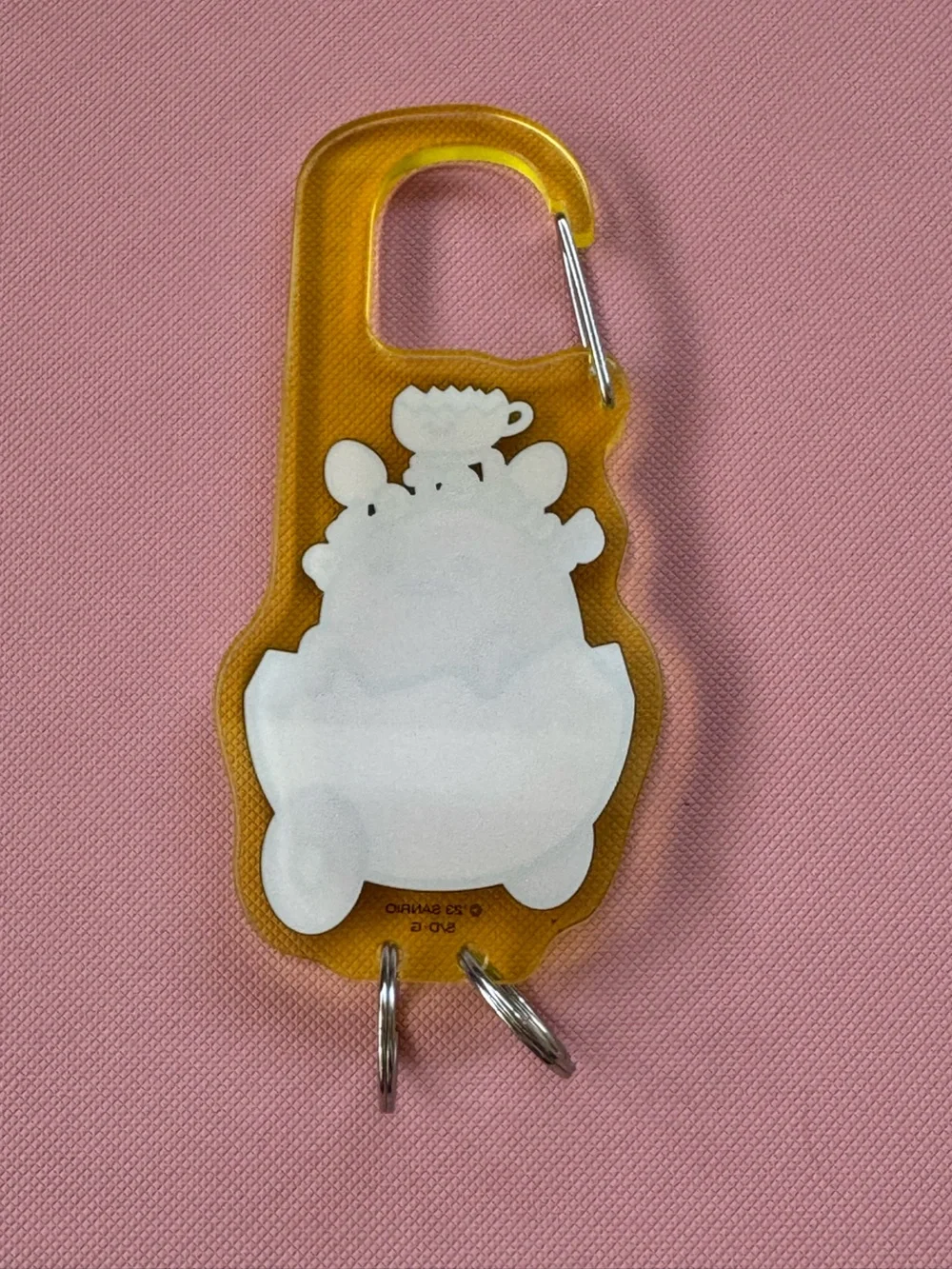 Sanrio Gudetama Lazy Egg Yellow Pink White Keychain with Carabiner Like New